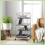 Cocosity cage pour petits animaux portable � 4 niveaux avec roulettes 2 portes 3 rampes hamac et plateau ...