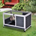 Cocosity clapier lapin int�rieur cage lapin avec toit ouvrant roulettes plateau amovible et rampe cage ...
