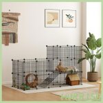 Cocosity enclos pour petits animaux cage � lapin modulable 2 niveaux 39 panneaux avec rampe en acier ...