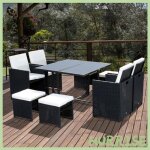 Cocosity ensemble salon de jardin encastrable 8 personnes 9 pi�ces r�sine tress�e 4 fils imitation rotin ...
