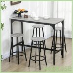 Cocosity ensemble table haute + 4 tabourets avec repose - pieds m�tal noir et aspect bois pour cuisine ...
