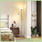 Cocosity lampadaire lampe de salon sur pied avec 2 t�tes douille e27 et e14 base en m�tal dim. �28 x ...