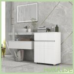 Cocosity meuble de rangement pour salle de bain sur pied placard 2 portes 1 tiroir �tag�re r�gable blanc ...