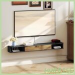Cocosity meuble tv suspendu avec compartiments ouverts porte rabattable et passe - c�bles 160 x 24 x ...
