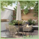 Cocosity salon de jardin ext�rieur en r�sine tress�e 4 places - coussins et table ronde en verre pour ...