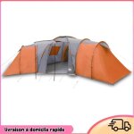 Cocosity tente familiale  dme 12 personnes gris et orange impermable - 7894202824983