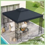 Cocosity toile de rechange pour pavillon tonnelle tente 3 x 3 m polyester haute densit� 180 g / m� gris ...