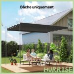 Cocosity toile de toit pour pergola tonnelle r�tractable de 4 x 3 m - toile uniquement 350 x 260 cm gris ...