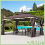 Cocosity tonnelle de jardin ext�rieur 4 x 3 m barnum double toit tente de r�ception avec parois et moustiquair ...