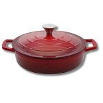 Cocotte en fonte maille basse 28 cm rouge cerise 3l elo