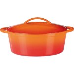 Cocotte en fonte massve - gsw - 33 x 25 cm - orange - ovale - induction