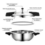 Cocotte minute 3l - cocotte min inoxydable - antid�flagrant - 24cm diam�tre - convient cuisini�res � ...