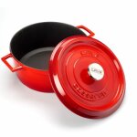 Cocotte po�le � frire lava en fonte rouge - � 24 cm - combisteel