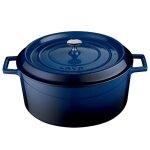 Cocotte pole  frire lava en fonte bleu -  28 ou 32 cm - combisteel - l410 - l1 - p330 - h150 - fonte ...