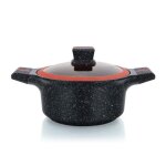 Cocotte avec revêtement en granit avec couvercle en verre 24cm herzberg hgrscas24 Cocotte avec revêtement en granit avec couvercle en verre 24cm herzberg hgrscas24