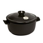 Cocotte ronde en céramique flame sur le feu - fusain22cm Cocotte ronde en céramique flame sur le feu - fusain22cm