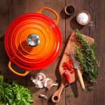 Cocotte ronde en fonte maille signature - volcanique - 18cm