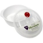 Cocotte ronde en plastique pour micro - ondes avec couvercle ventilé et poignées de transport 1 l Cocotte ronde en plastique pour micro - ondes avec couvercle ventilé et poignées de transport 1 l