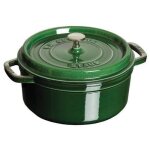 Cocotte - staub - ronde - majolique basilic - 24 cm - fonte de haute qualit� - tous feux compatibles