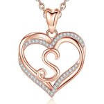 Coeur pendentif collier lettre a - z alphabet capital bijoux double coeur initiale sans collier cubic ...