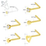 Coeur rondlot nez piercing anneau ensemble en acier inoxydable cristal nez goujon pack forme en l dor�e ...