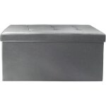 Coffre banc pliable en pu gris - home deco factory - 765x375x375 cm - design capitonn - rangement optimis ...