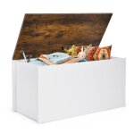 Coffre - banc de rangement costway couvercle rabattable design anticollision pour couvertures jouets ...