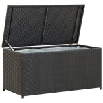 Coffre bote meuble de jardin rangement resine tressee 100 x 50 x 50 cm noir