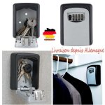 Coffre cl� mural - serrure � combinaison de 4 chiffres - gris et noir - alliage de zinc