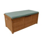 Coffre de jardin 200l en bois - caja kaki - 125x60cm rangement coussins avec 2 v�rins et poign�es