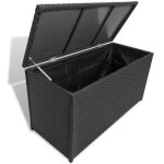 Coffre de jardin bote de rangement de jardin noir 120x50x60 cm rsine tresse