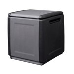 Coffre de rangement 130l gris / noir 54 x 53 x h57cm poignes de transport polypropylne intec