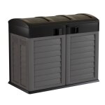 Cache poubelles 2 portes gris - tri slectif extrieur - abri poubelle design pour terrasse et jardin ...