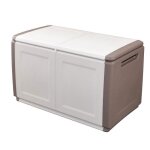 Coffre de rangement extérieur 230l malle de jardin beige / taupe 96 x 53 x h57cm poignées de transport ... Coffre de rangement extérieur 230l malle de jardin beige / taupe 96 x 53 x h57cm poignées de transport ...