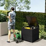 Coffre de jardin en r�sine tress�e coffre de rangement ext�rieur 253 l imperm�able avec doublure zipp� ...