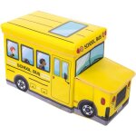 Coffre � jouets - bieco - bus jaune - rangement autonome - banc