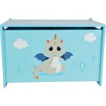 Coffre  jouets en bois leon le dragon - fun house -  40 x 58 x 36 cm - bleu