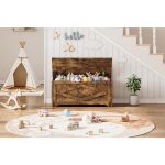 Coffre � jouets en bois massif - garvee - ultra - r�sistant - 100x40x45 cm - marron - charni�re � fermeture ...