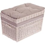 Coffre à jouet en osier blanc - grand panier - corbeille pouf banc avec coussin de siège - malle de rangement ... Coffre à jouet en osier blanc - grand panier - corbeille pouf banc avec coussin de siège - malle de rangement ...