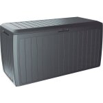 Casaria coffre de rangement xxl aspect lattes en bois anthracite 290l roulettes poignes malle terrasse ...