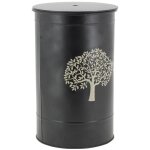 Coffre  pellets en mtal noir avec couvercle arbre