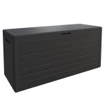 Coffre de rangement anthracite 280 l aspect bois poignées latérales malle de rangement jardin terrasse ... Coffre de rangement anthracite 280 l aspect bois poignées latérales malle de rangement jardin terrasse ...