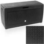 Coffre de rangement aspect osier anthracite malle 310 litres stockage coussins avec roulettes extérieur ... Coffre de rangement aspect osier anthracite malle 310 litres stockage coussins avec roulettes extérieur ...