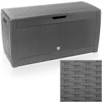 Coffre de rangement aspect polyrotin gris malle 310 litres stockage coussins avec roulettes extrieur ...