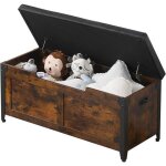 Coffre de rangement en bois industriel - lunsy - 100x40x46 cm - marron - style industriel - assise suppl�menta ...