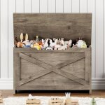 Coffre de rangement en bois - lunsy - 76x40x45 cm - grand espace de rangement - gris - supporte jusqu� ...
