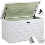Gardebruk coffre de rangement en mtal blanc 120x62 cm 385 l verrouillable extrieur coffre jardin coussin ...