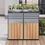 Coffre de rangement ext�rieur abri avec 2 portes et bouches da�ration � persiennes poubelles acier galvanis� ...