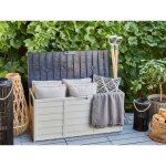 Coffre de rangement ext�rieur jardin - beliani - locarno - plastique - beige - 112 x 50 x 53 cm