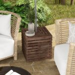 Coffre de rangement ext�rieure 2 en 1 pour base de parasol table dappoint de terrasse avec trou pour ...